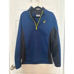 Spyder men’s blue and yellow quarter zip pullover, Size L